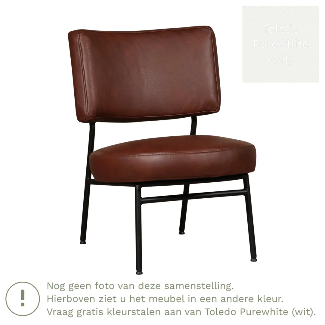 afbeelding van Leren fauteuil Rondo - Toledo Purewhite (wit)