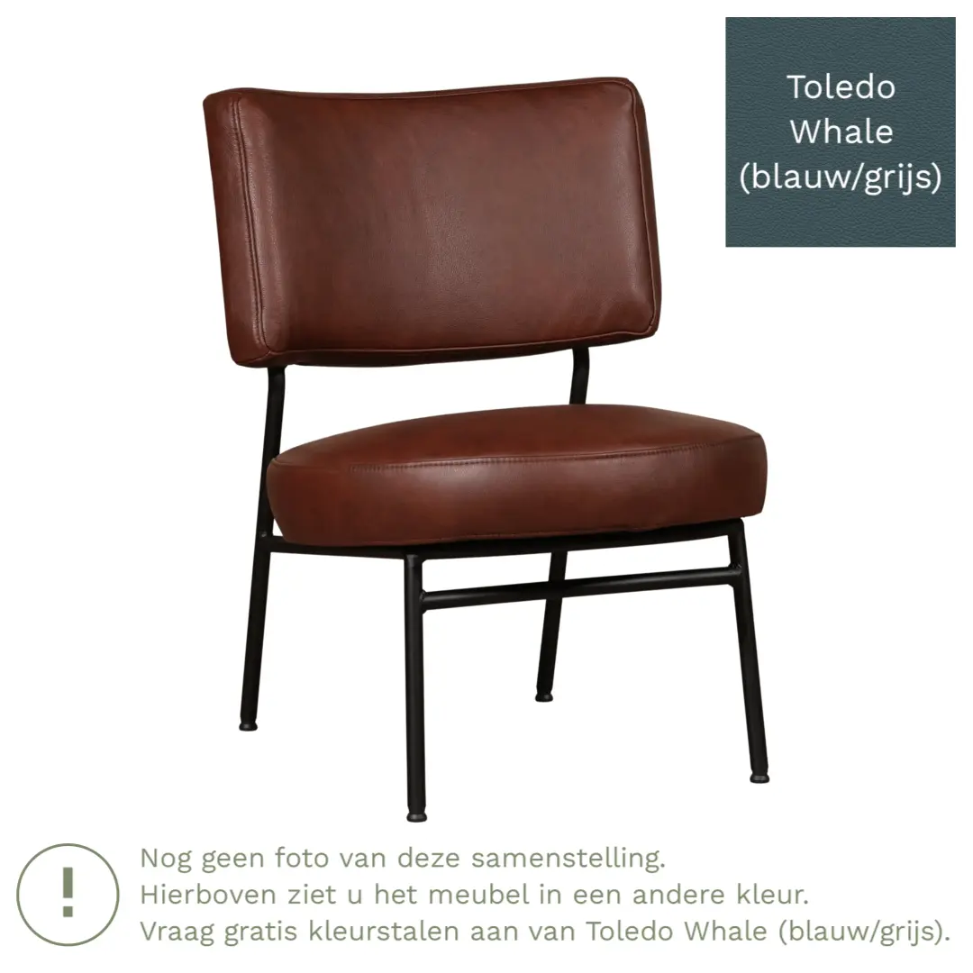 afbeelding van Leren fauteuil Rondo - Toledo Whale (blauw/grijs)