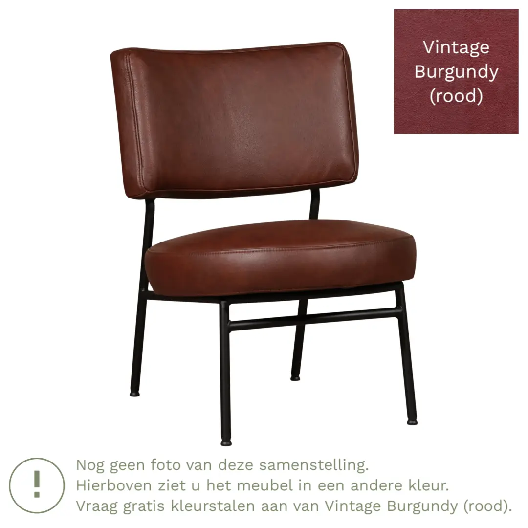 afbeelding van Leren fauteuil Rondo - Vintage Burgundy (rood)