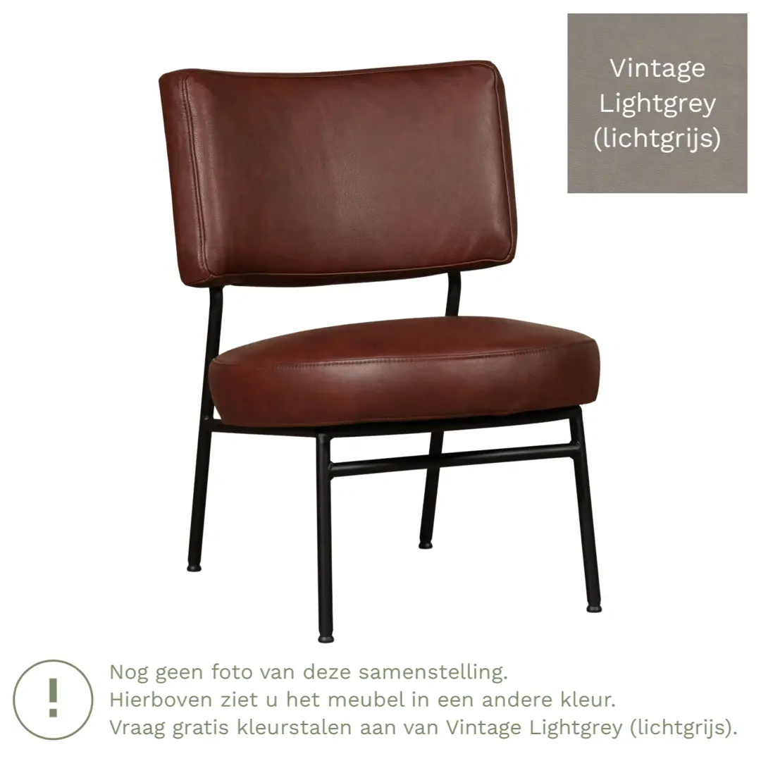 afbeelding van Leren fauteuil Rondo - Vintage Lightgrey (lichtgrijs)