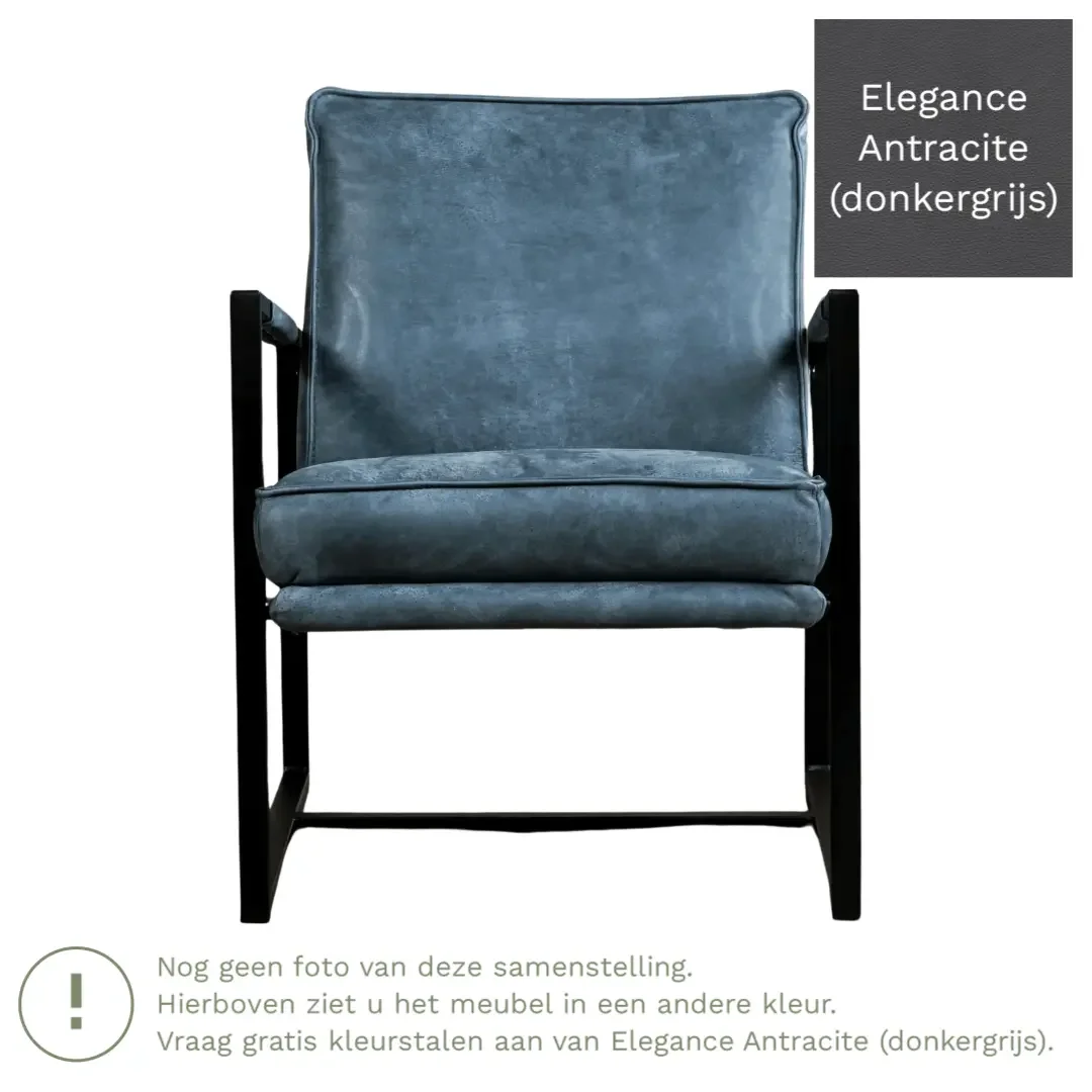 afbeelding van Leren fauteuil Secret - Elegance Antracite (donkergrijs)