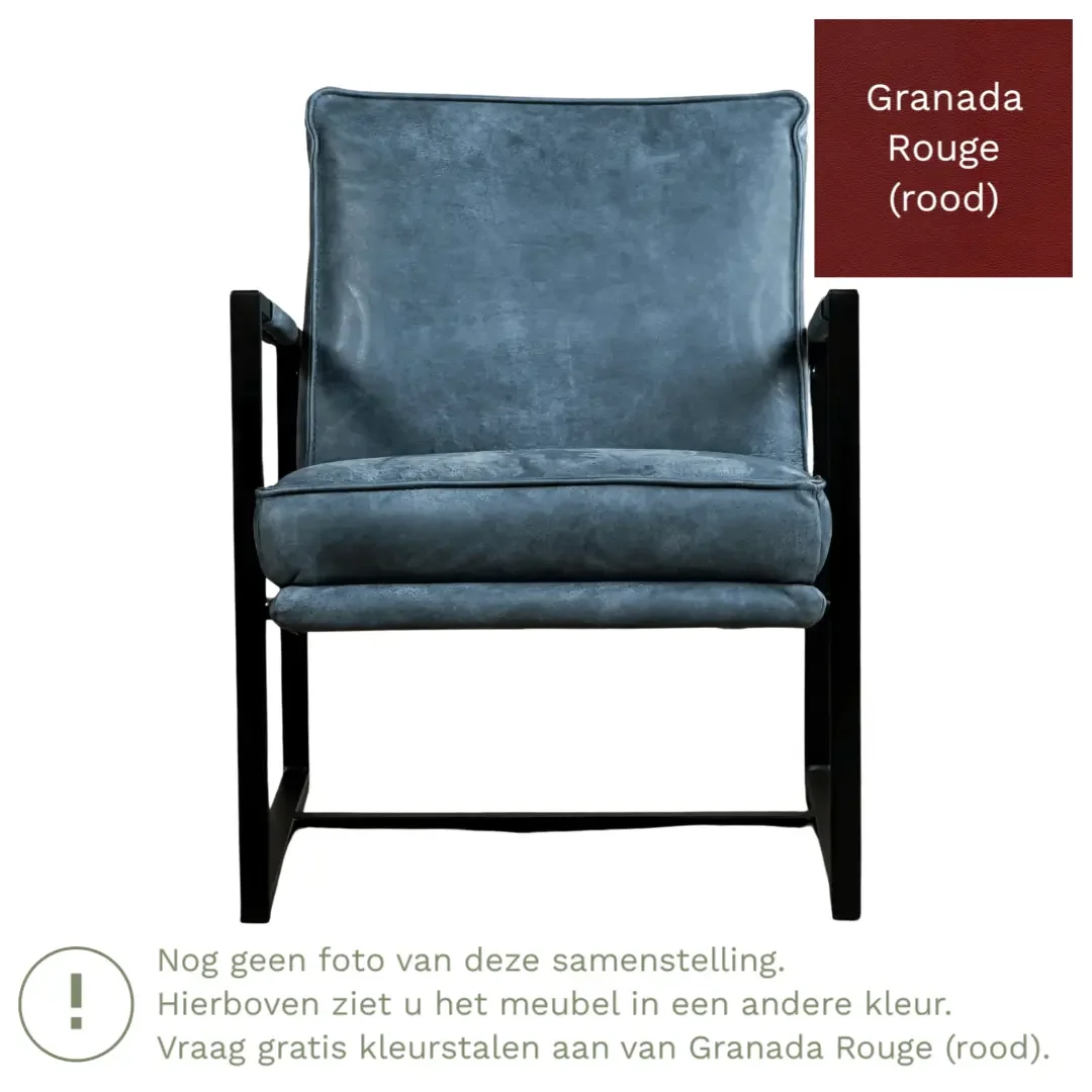 afbeelding van Leren fauteuil Secret - Granada Rouge (rood)