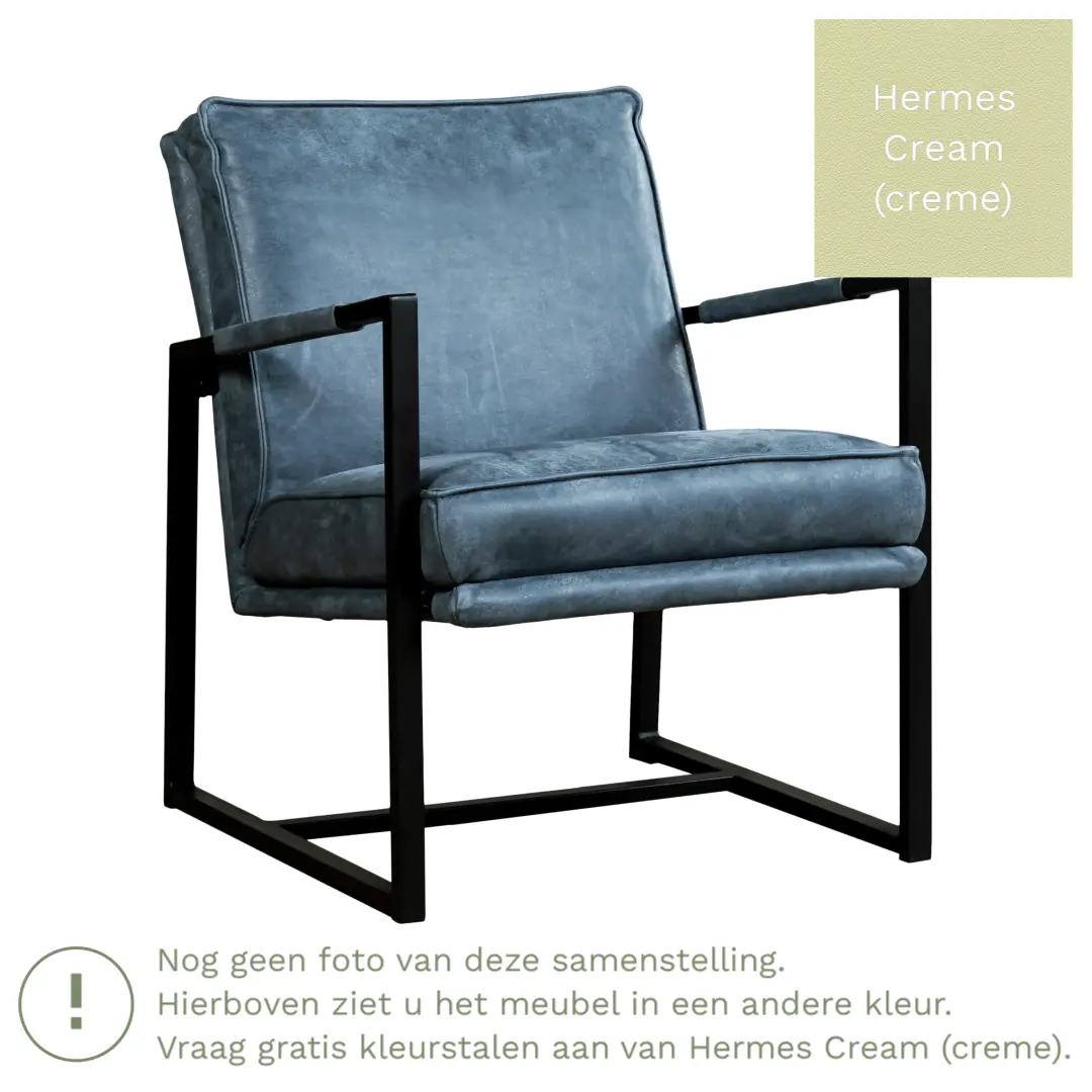 afbeelding van Leren fauteuil Secret - Hermes Cream (crème)