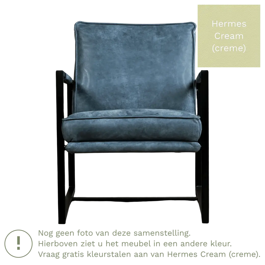 afbeelding van Leren fauteuil Secret - Hermes Cream (crème)