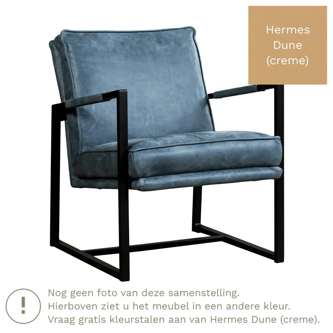 afbeelding van Leren fauteuil Secret - Hermes Dune (crème)