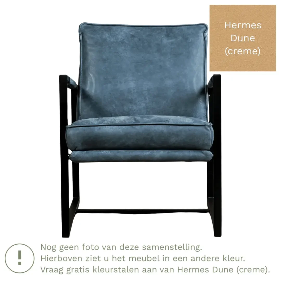 afbeelding van Leren fauteuil Secret - Hermes Dune (crème)
