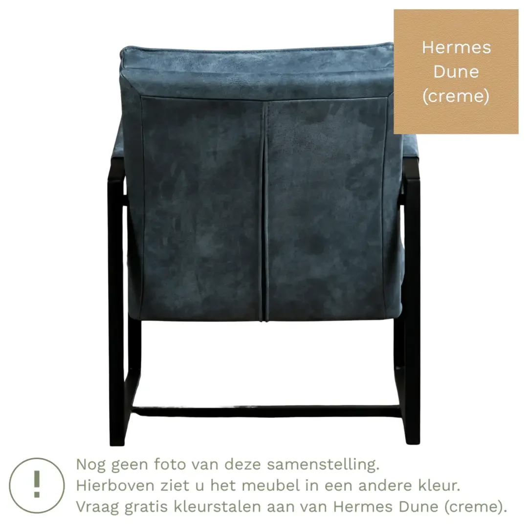 afbeelding van Leren fauteuil Secret - Hermes Dune (crème)