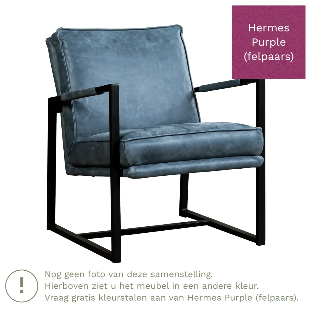 afbeelding van Leren fauteuil Secret - Hermes Purple (felpaars)