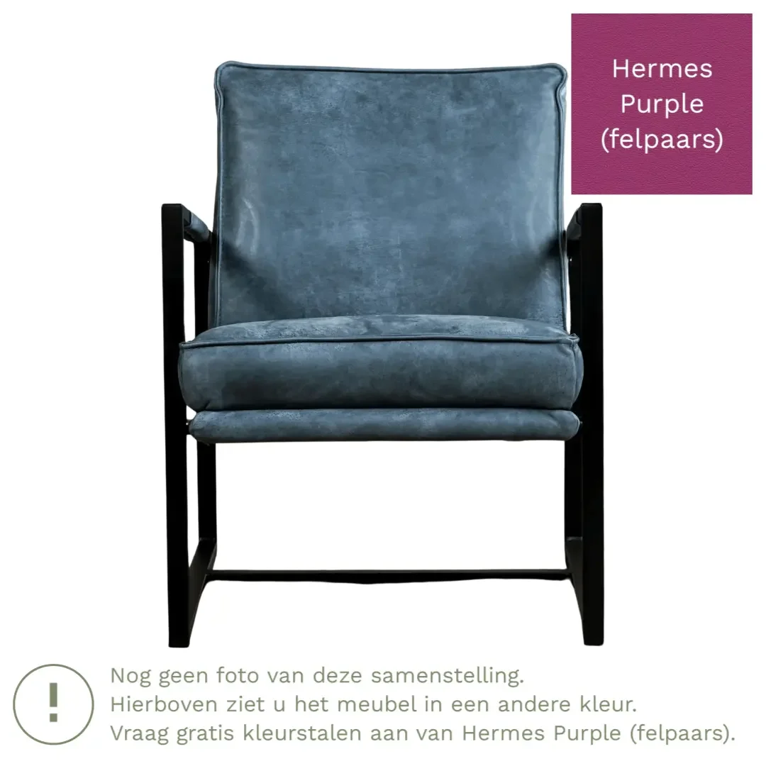 afbeelding van Leren fauteuil Secret - Hermes Purple (felpaars)
