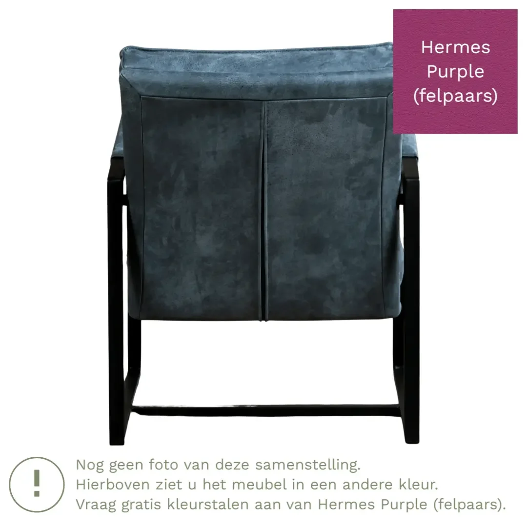 afbeelding van Leren fauteuil Secret - Hermes Purple (felpaars)