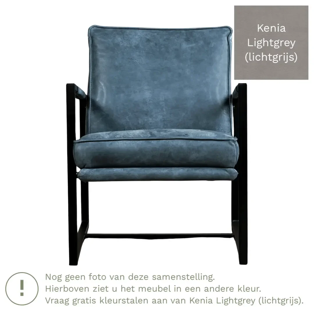 afbeelding van Leren fauteuil Secret - Kenia Lightgrey (lichtgrijs)