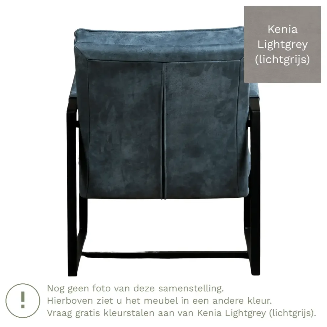afbeelding van Leren fauteuil Secret - Kenia Lightgrey (lichtgrijs)
