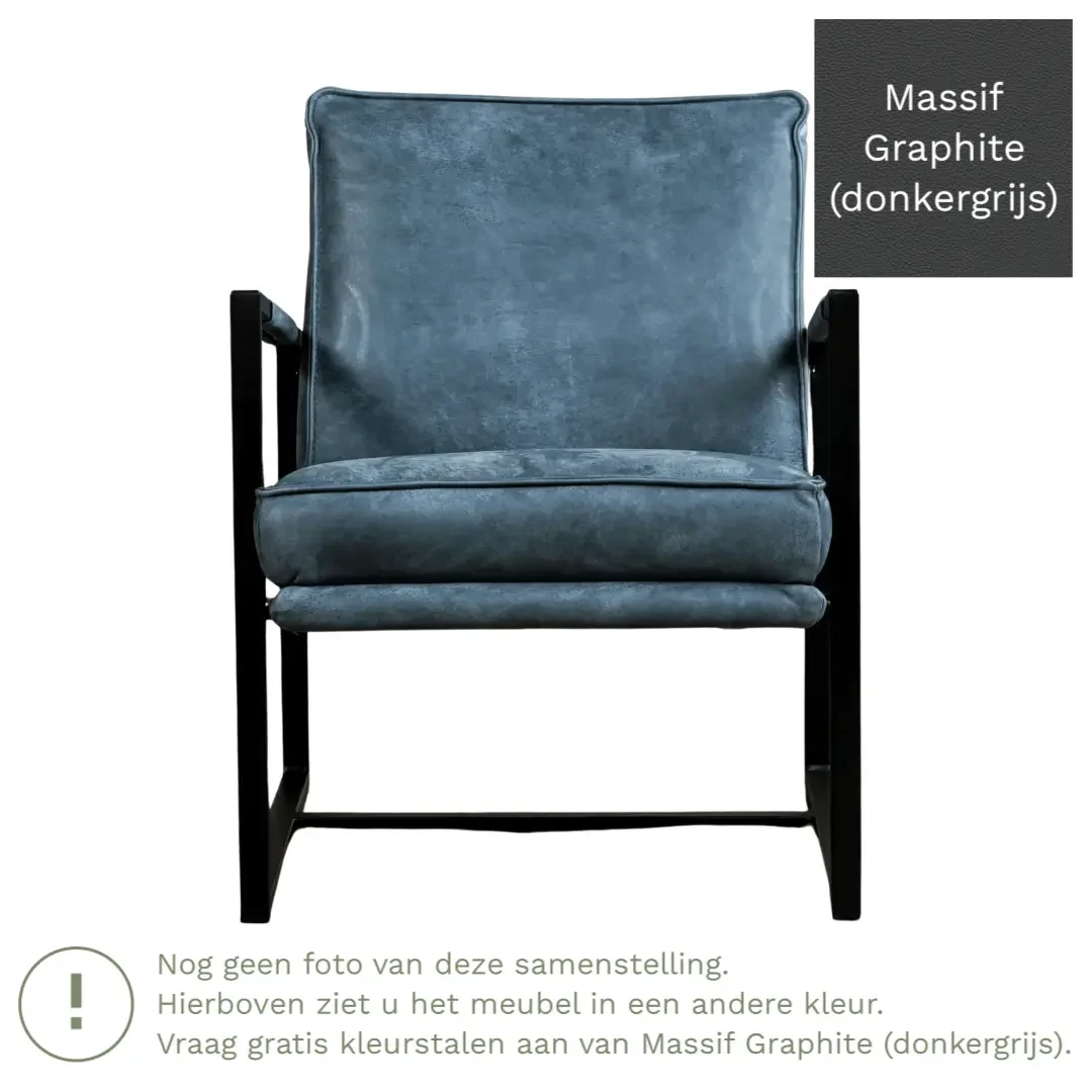 afbeelding van Leren fauteuil Secret - Massif Graphite (donkergrijs)
