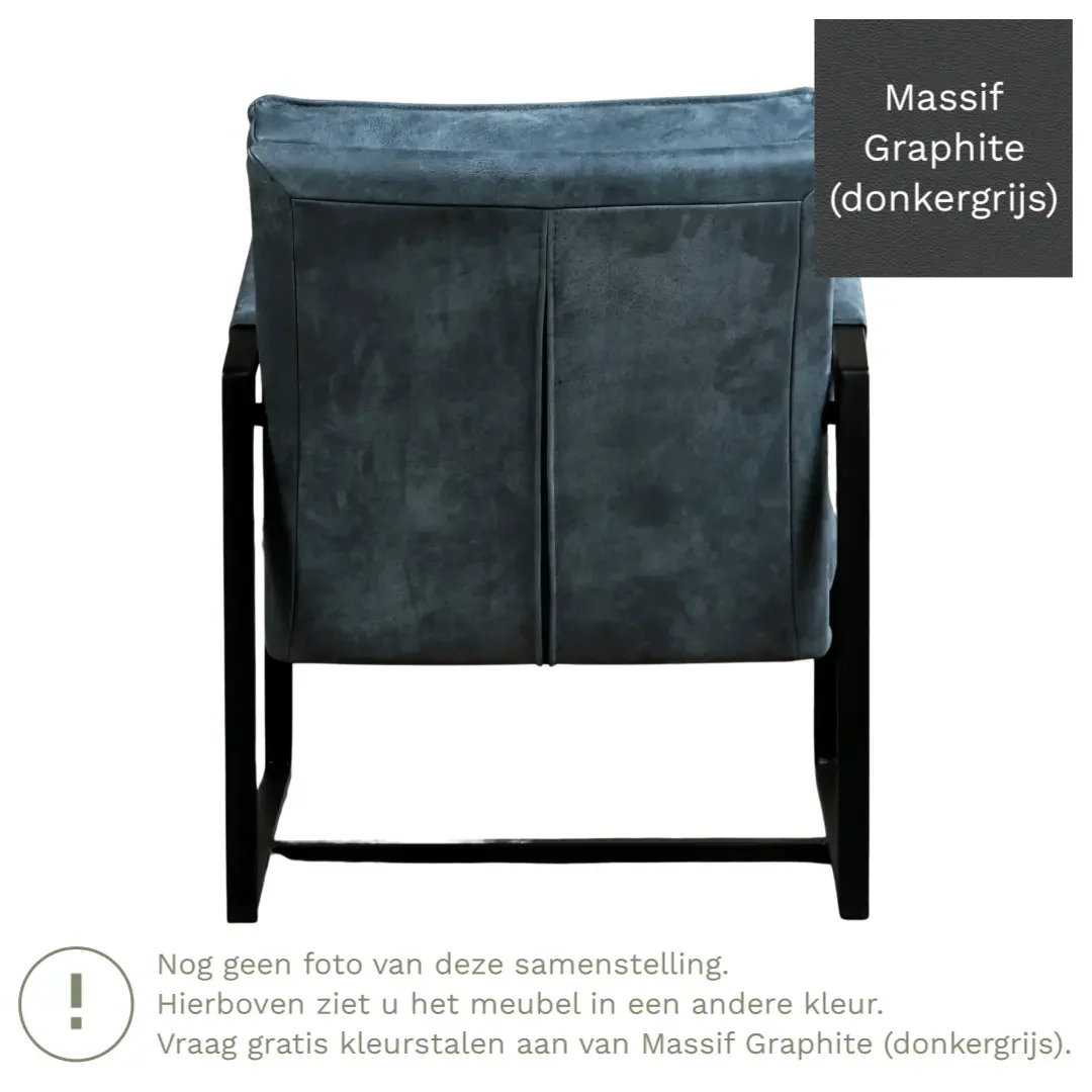 afbeelding van Leren fauteuil Secret - Massif Graphite (donkergrijs)