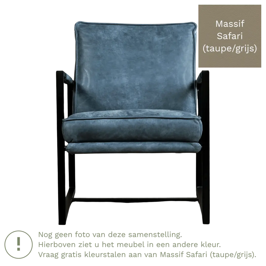 afbeelding van Leren fauteuil Secret - Massif Safari (taupe/grijs)