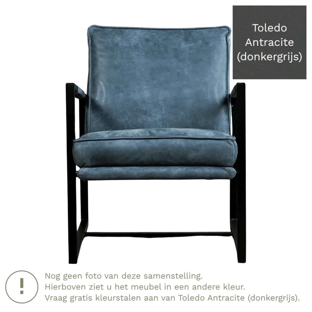 afbeelding van Leren fauteuil Secret - Toledo Antracite (donkergrijs)