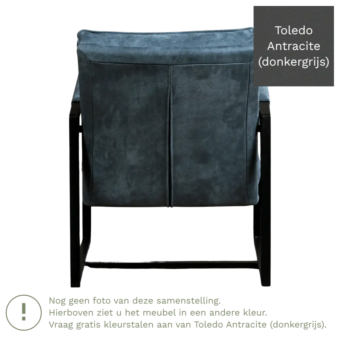 afbeelding van Leren fauteuil Secret - Toledo Antracite (donkergrijs)