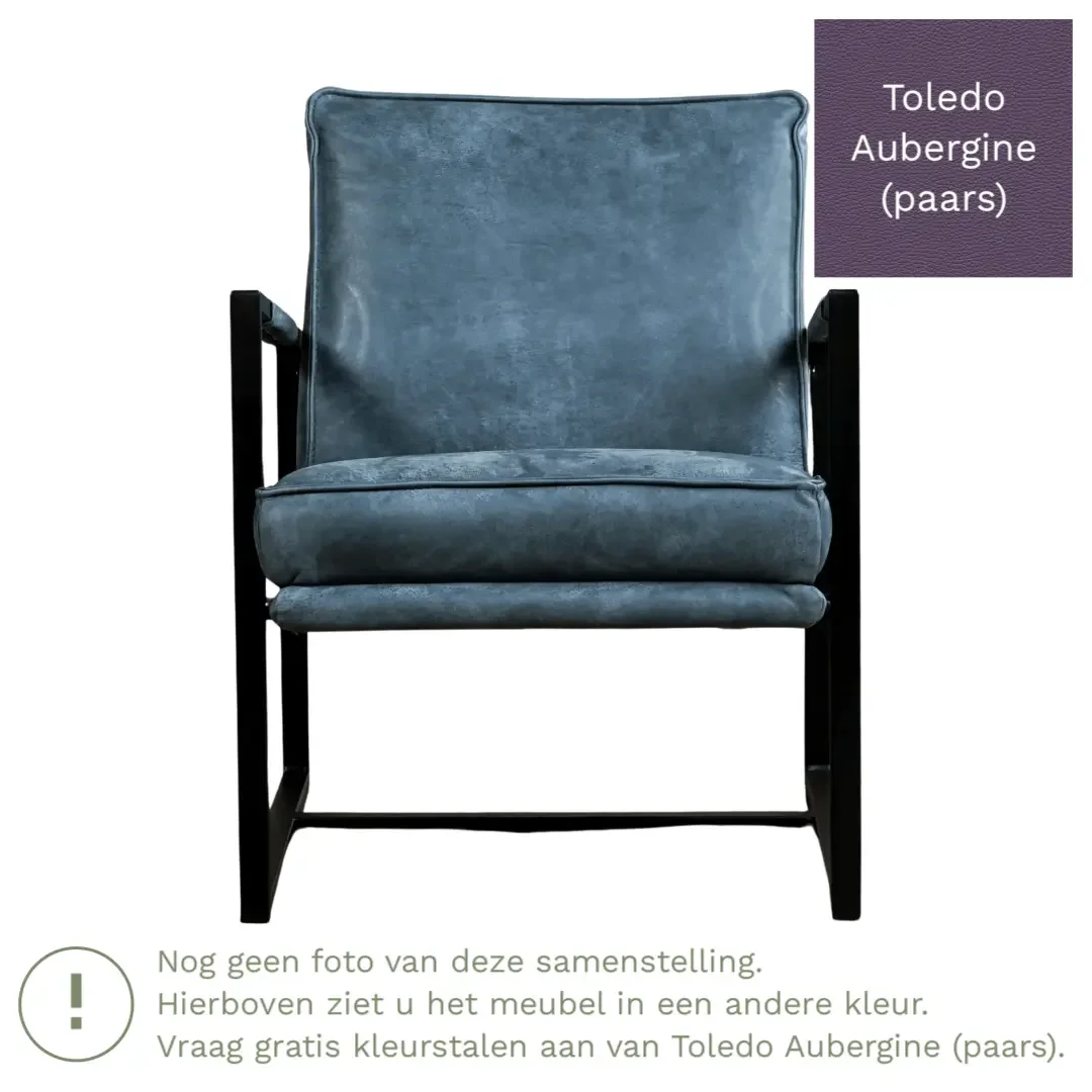 afbeelding van Leren fauteuil Secret - Toledo Aubergine (paars)