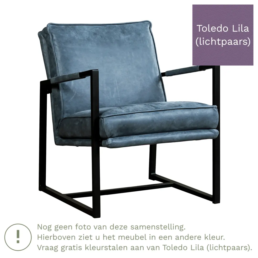 afbeelding van Leren fauteuil Secret - Toledo Lila (lichtpaars)