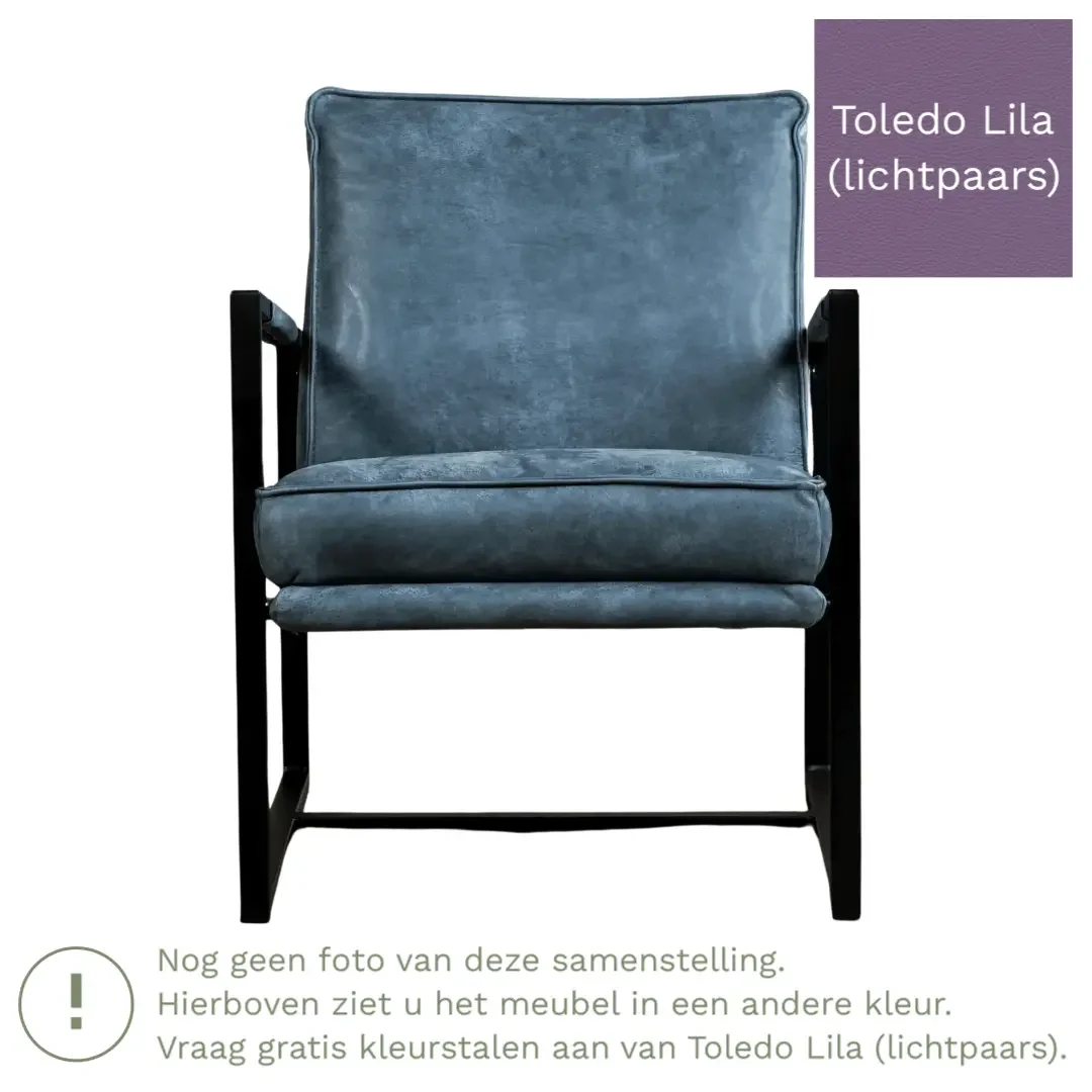 afbeelding van Leren fauteuil Secret - Toledo Lila (lichtpaars)