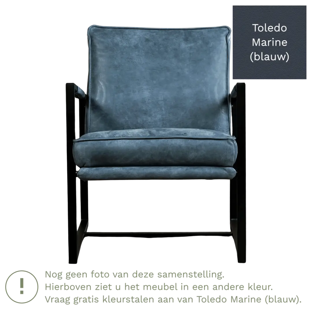 afbeelding van Leren fauteuil Secret - Toledo Marine (blauw)