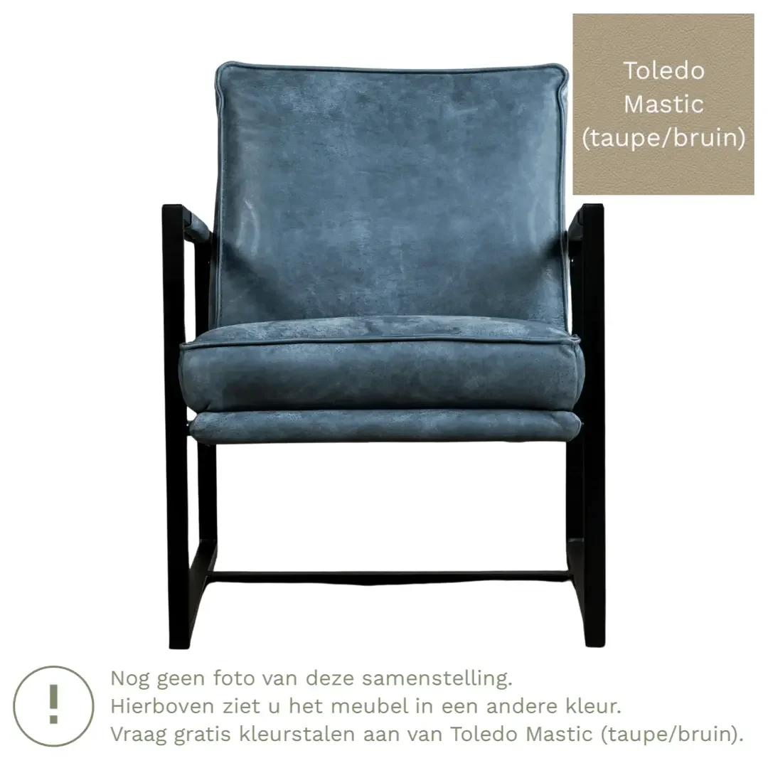 afbeelding van Leren fauteuil Secret - Toledo Mastic (taupe/bruin)