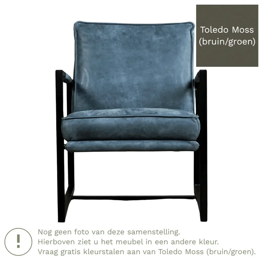 afbeelding van Leren fauteuil Secret - Toledo Moss (bruin/groen)