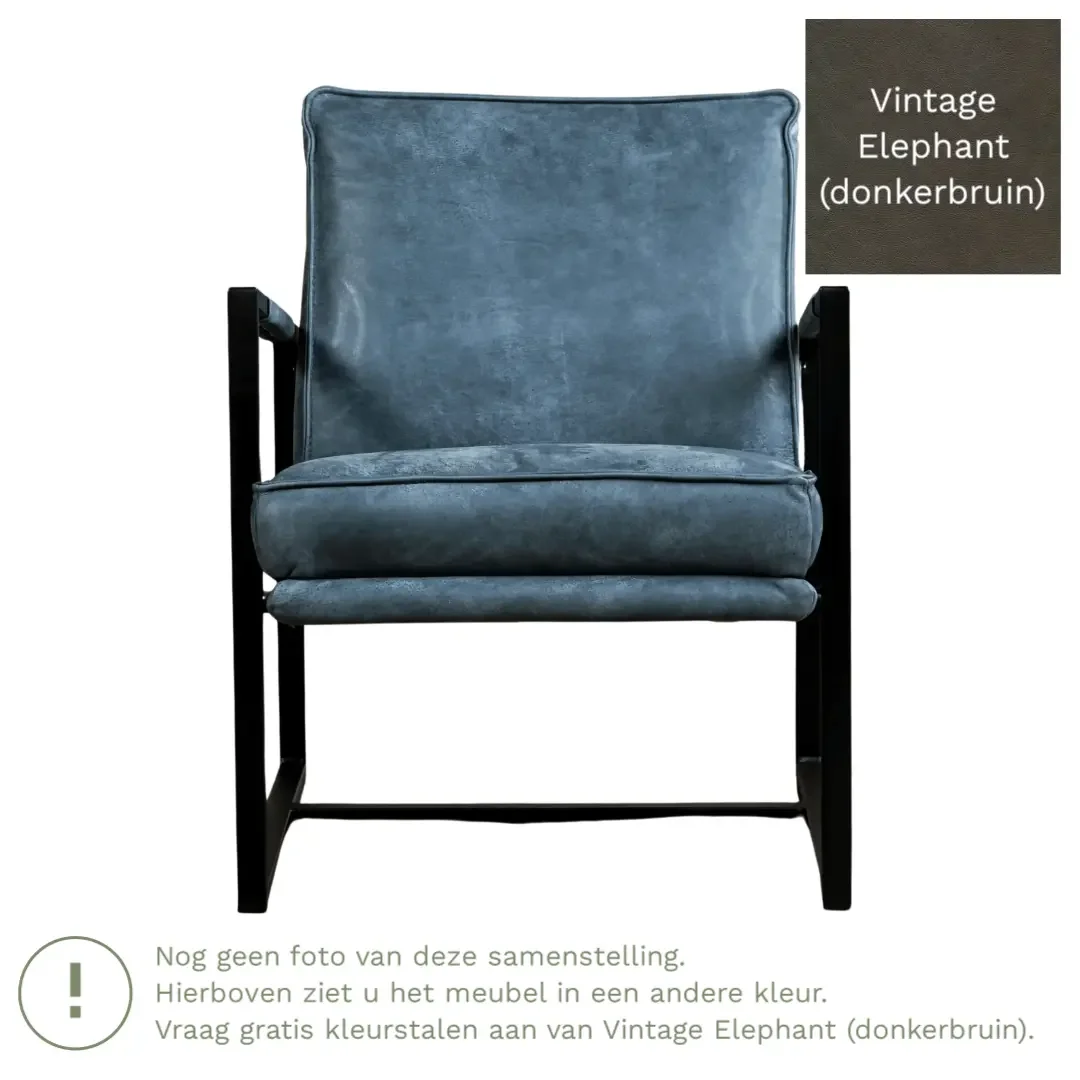 afbeelding van Leren fauteuil Secret - Vintage Elephant (donkerbruin)