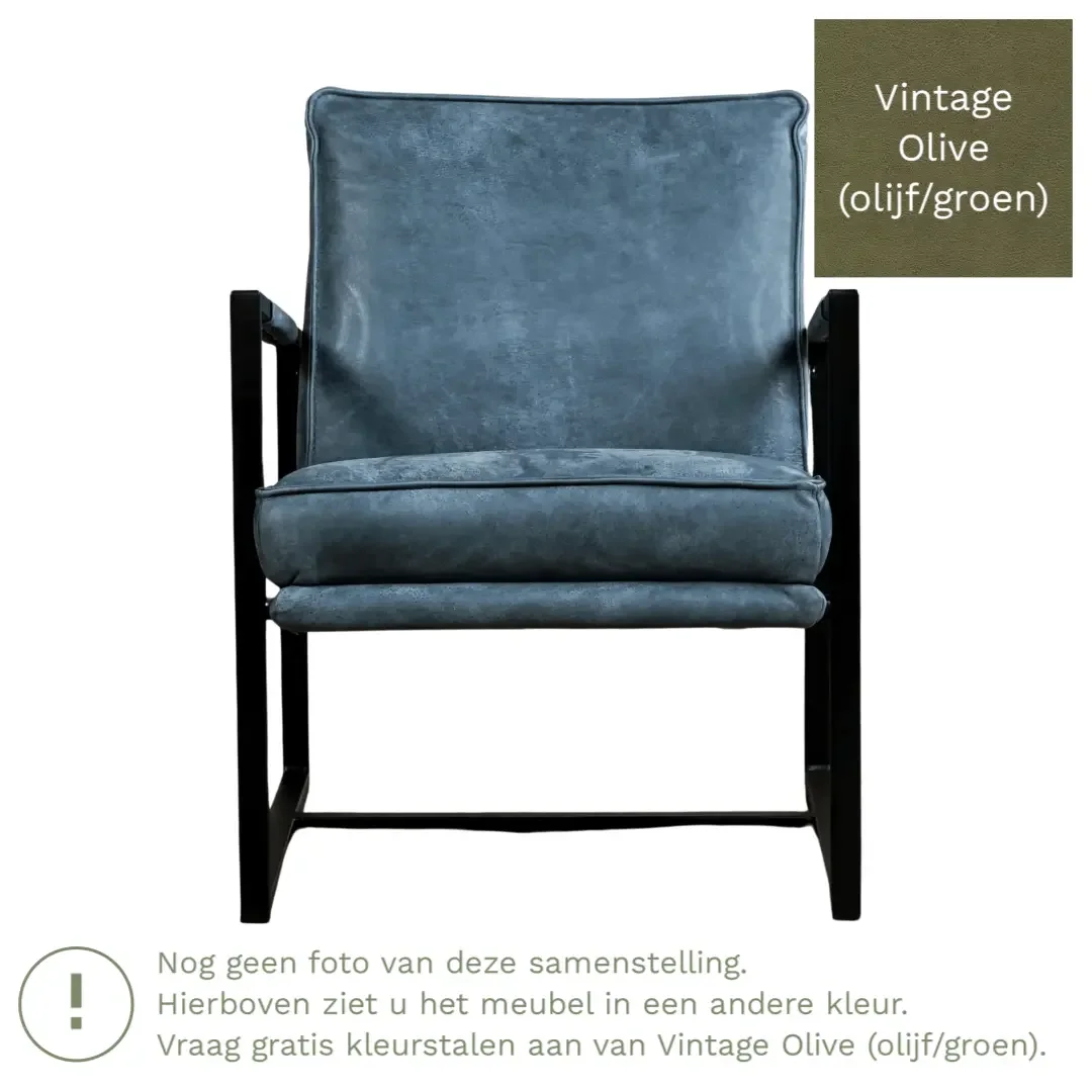 afbeelding van Leren fauteuil Secret - Vintage Olive (olijf/groen)