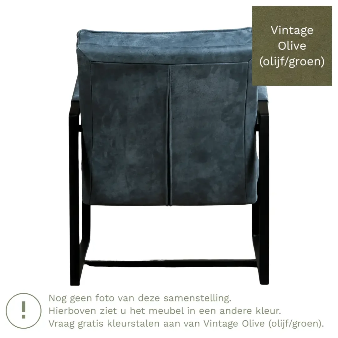afbeelding van Leren fauteuil Secret - Vintage Olive (olijf/groen)