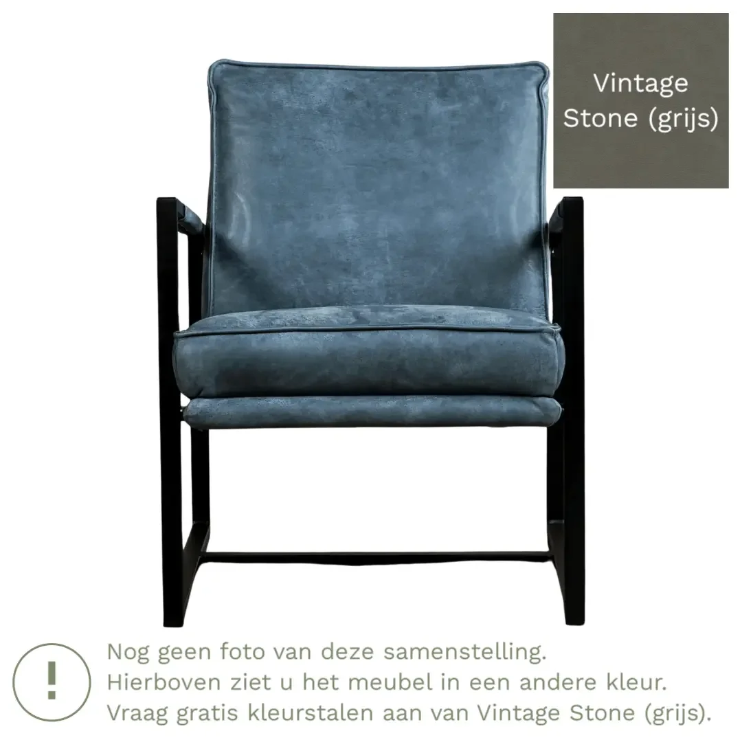 afbeelding van Leren fauteuil Secret - Vintage Stone (grijs)