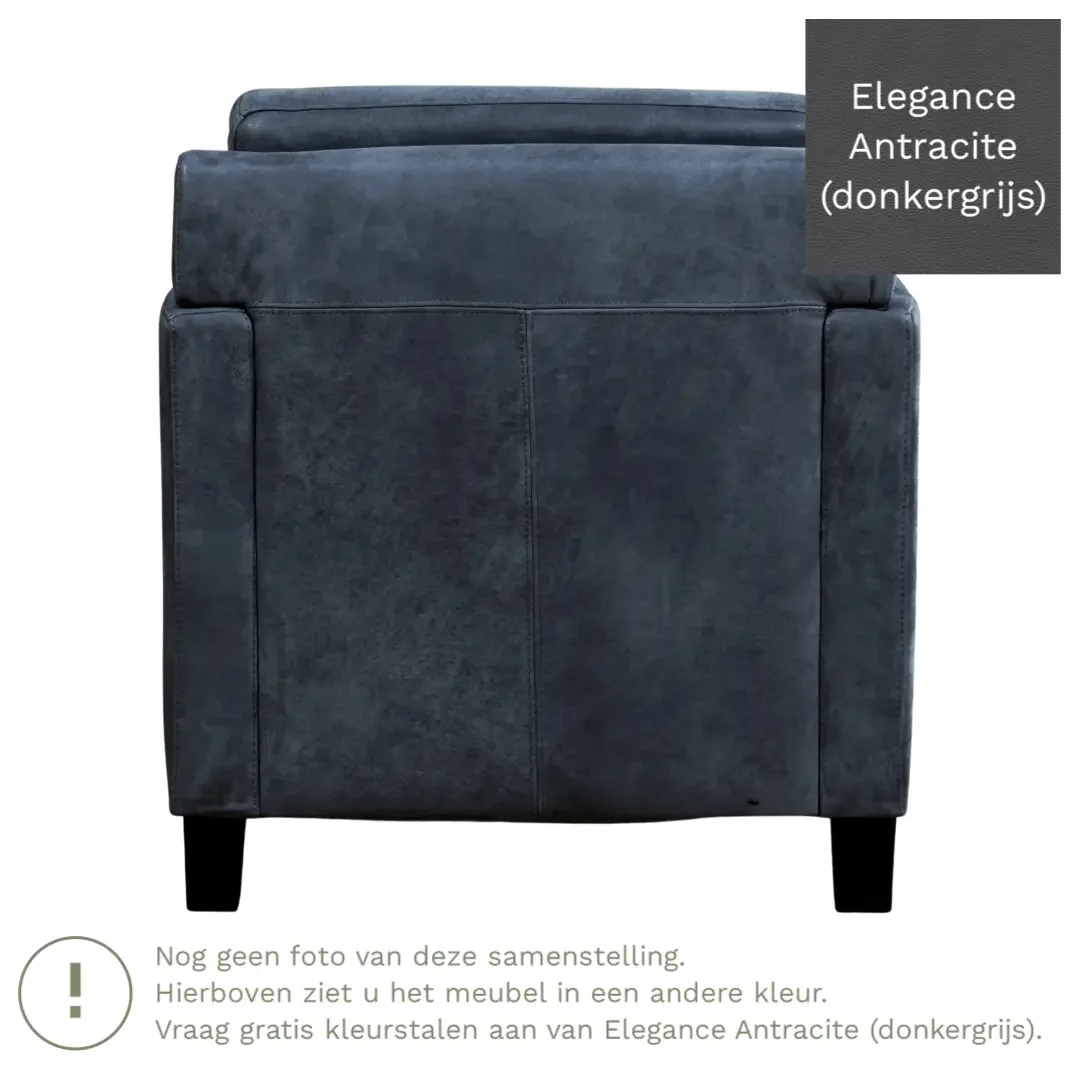 afbeelding van Leren fauteuil Smart - Elegance Antracite (donkergrijs) - Poten hout zwart