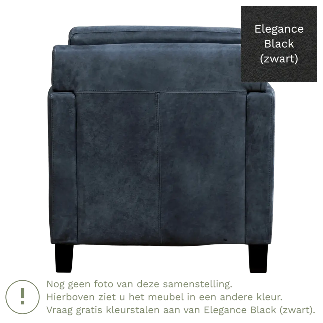afbeelding van Leren fauteuil Smart - Elegance Black (zwart) - Poten hout bruin
