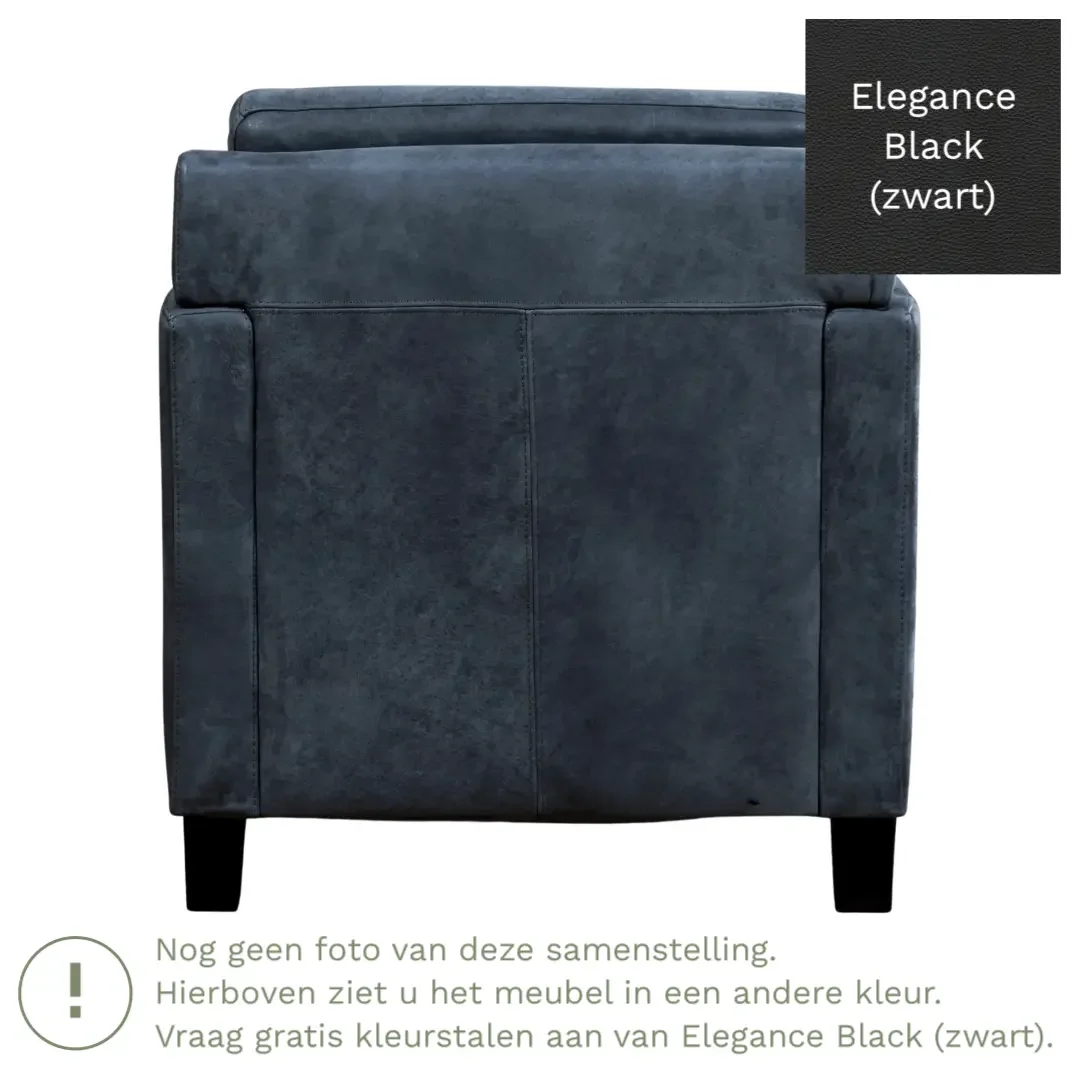 afbeelding van Leren fauteuil Smart - Elegance Black (zwart) - Poten hout zwart