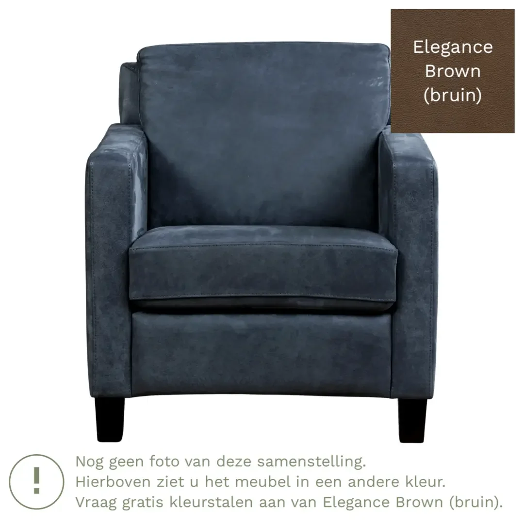 afbeelding van Leren fauteuil Smart - Elegance Brown (bruin) - Poten hout bruin