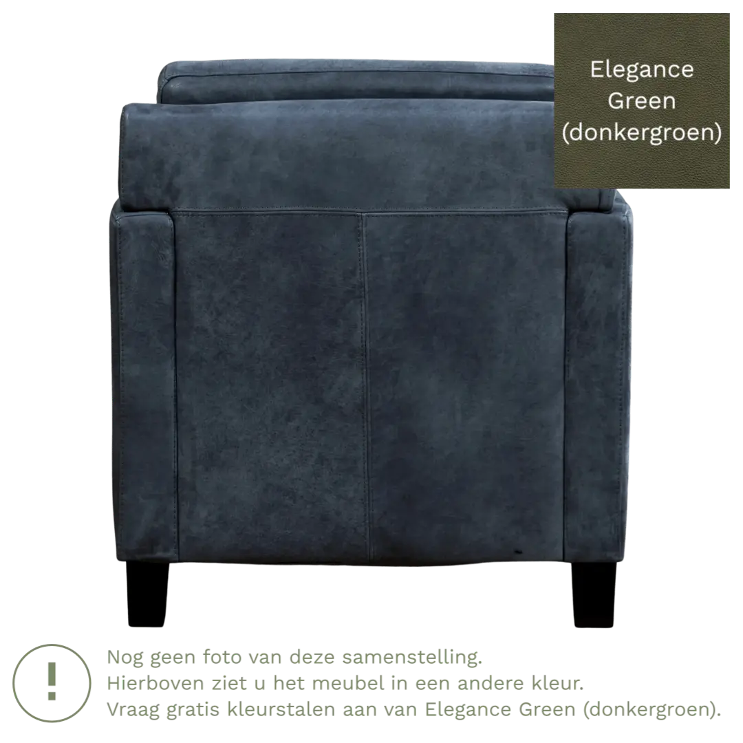 afbeelding van Leren fauteuil Smart - Elegance Green (donkergroen) - Poten hout bruin