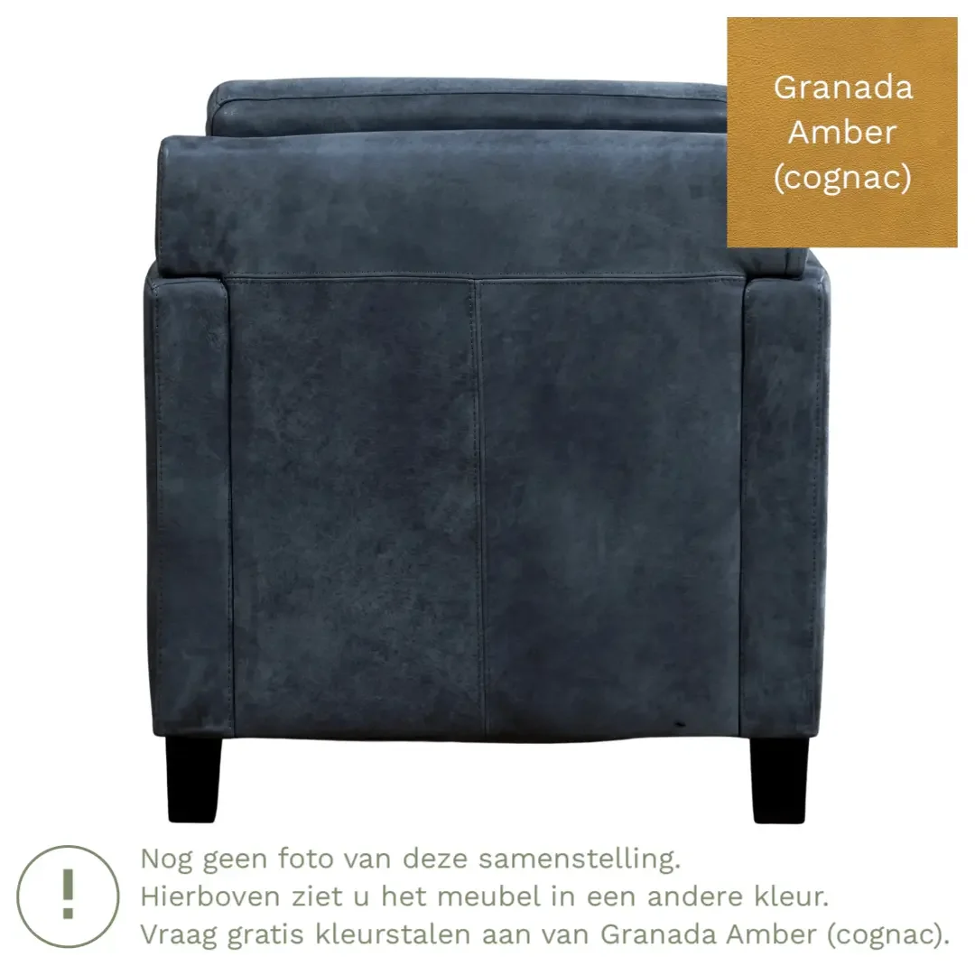 afbeelding van Leren fauteuil Smart - Granada Amber (cognac) - Poten hout zwart