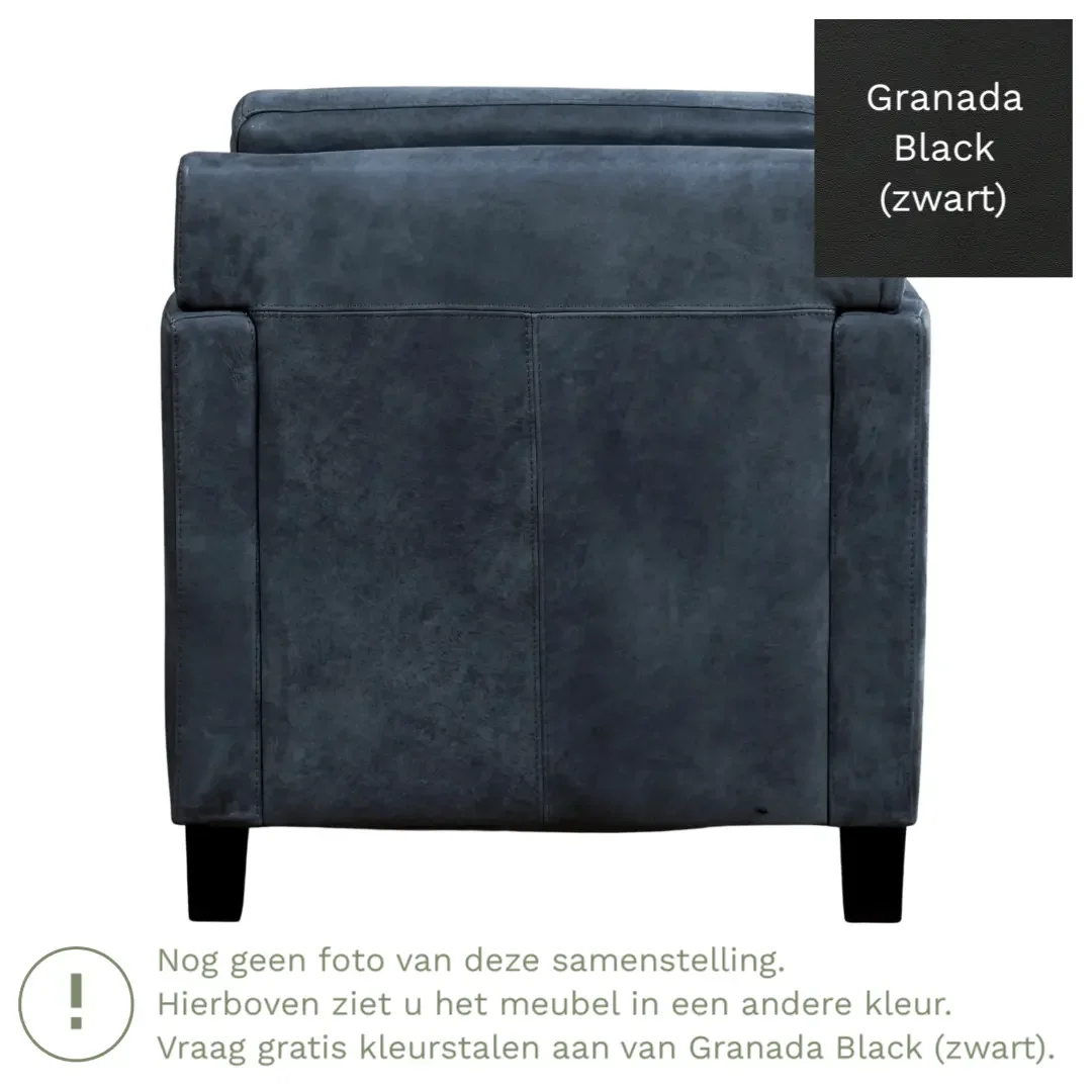 afbeelding van Leren fauteuil Smart - Granada Black (zwart) - Poten hout zwart