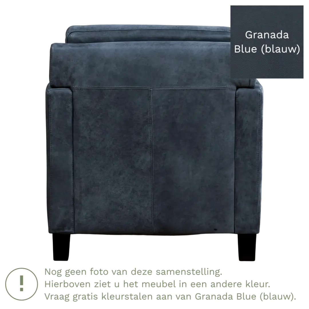 afbeelding van Leren fauteuil Smart - Granada Blue (blauw) - Poten hout bruin