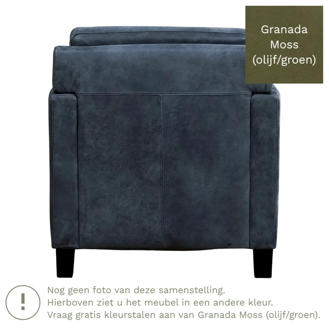 afbeelding van Leren fauteuil Smart - Granada Moss (olijf/groen) - Poten hout zwart