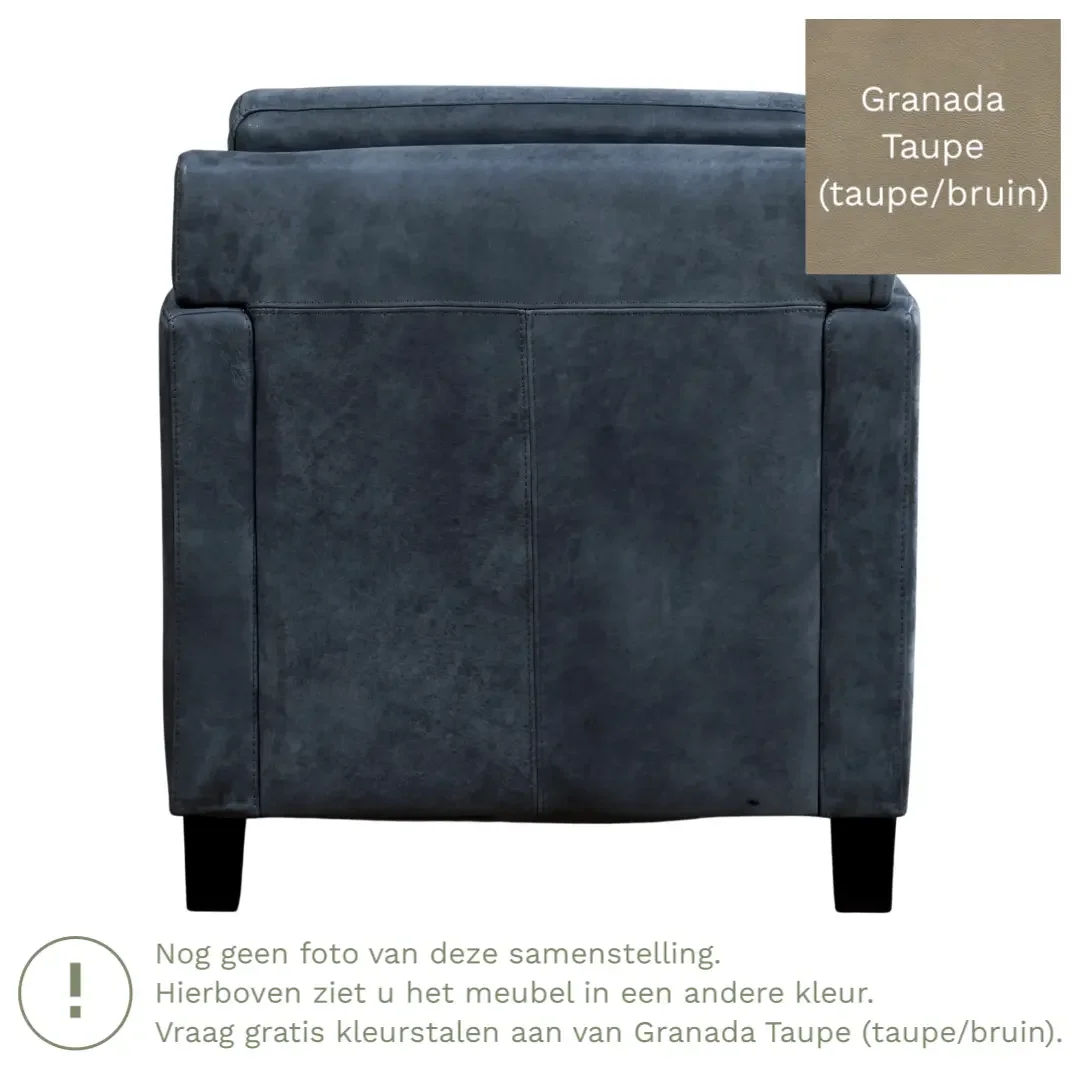afbeelding van Leren fauteuil Smart - Granada Taupe (taupe/bruin) - Poten hout zwart