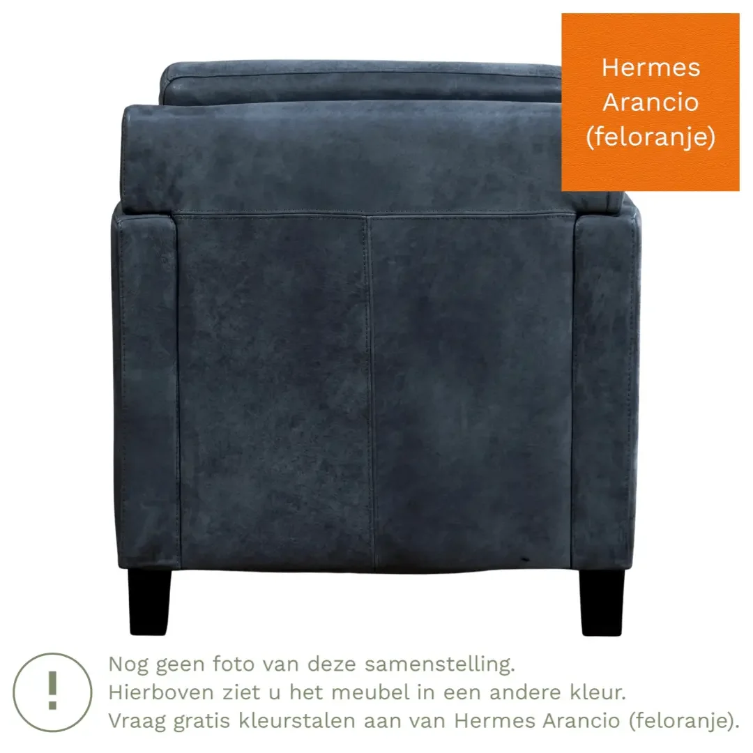 afbeelding van Leren fauteuil Smart - Hermes Arancio (feloranje) - Poten hout bruin