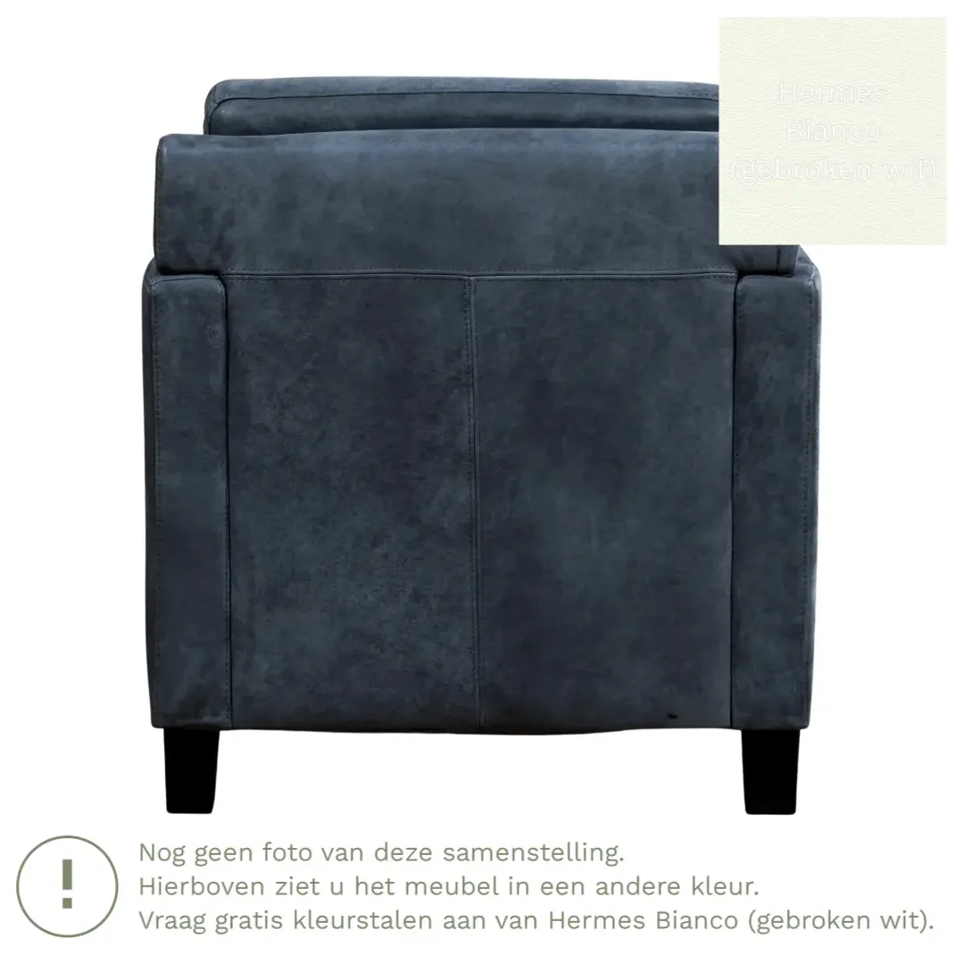afbeelding van Leren fauteuil Smart - Hermes Bianco (gebroken wit) - Poten hout bruin