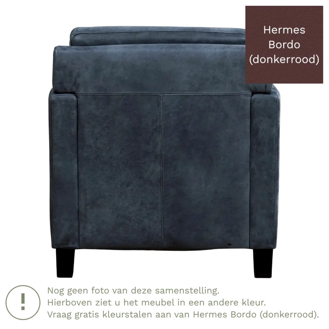 afbeelding van Leren fauteuil Smart - Hermes Bordo (donkerrood) - Poten hout bruin