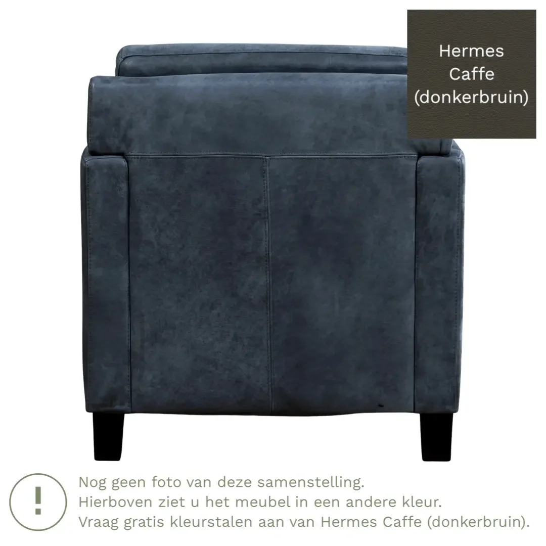 afbeelding van Leren fauteuil Smart - Hermes Caffe (donkerbruin) - Poten hout bruin
