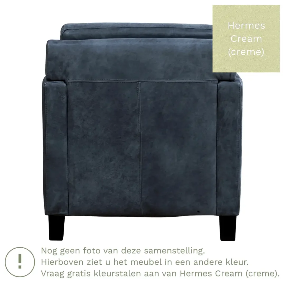 afbeelding van Leren fauteuil Smart - Hermes Cream (crème) - Poten hout bruin