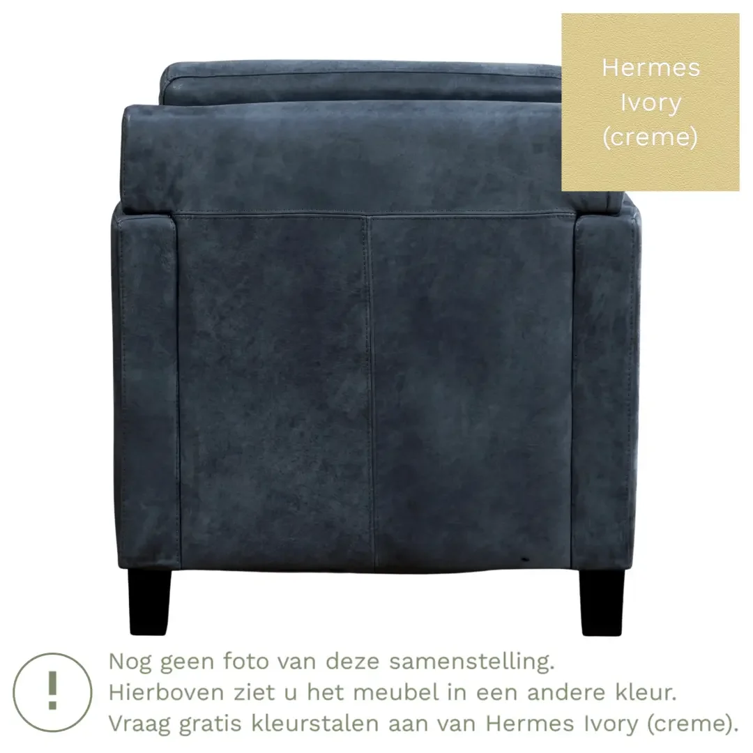afbeelding van Leren fauteuil Smart - Hermes Ivory (crème) - Poten hout zwart