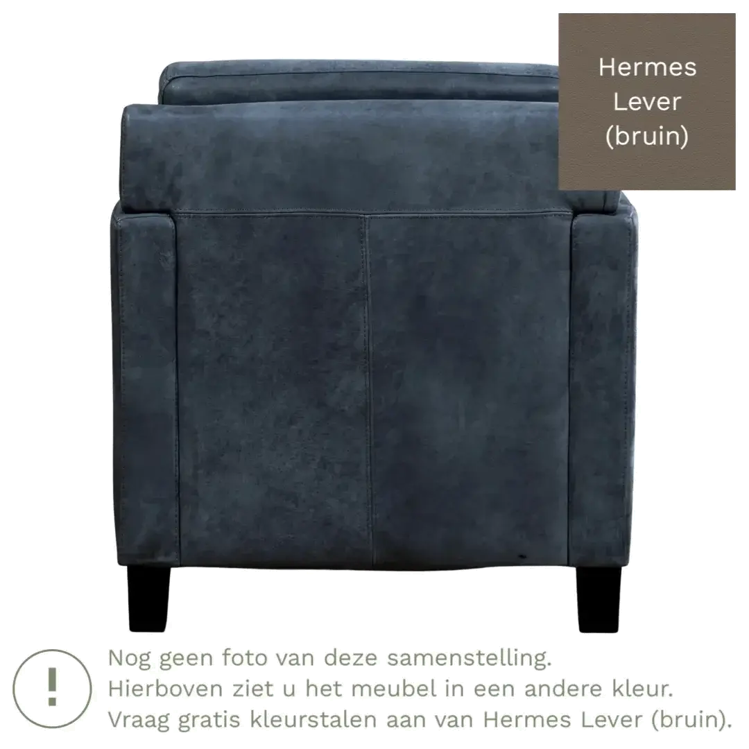 afbeelding van Leren fauteuil Smart - Hermes Lever (bruin) - Poten hout zwart
