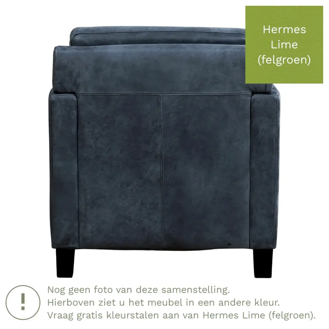 afbeelding van Leren fauteuil Smart - Hermes Lime (felgroen) - Poten hout zwart