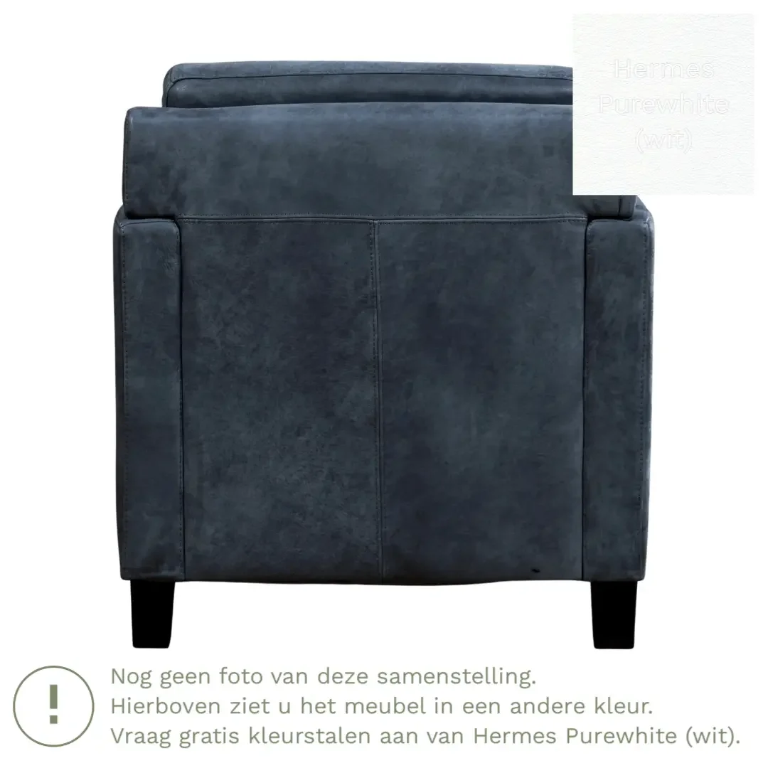 afbeelding van Leren fauteuil Smart - Hermes Purewhite (wit) - Poten hout zwart